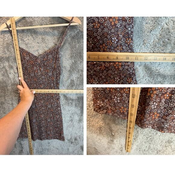 Motel Rocks Tintin Mini Dress Brown Floral Stretch Mesh Strappy XXS - Picture 14 of 14